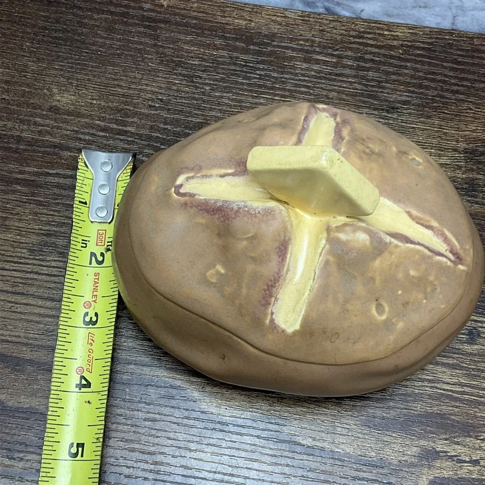 Vintage Ceramic Potato Shaped Serving Bowl W Pat Of Butter On Lid Czechoslovakia